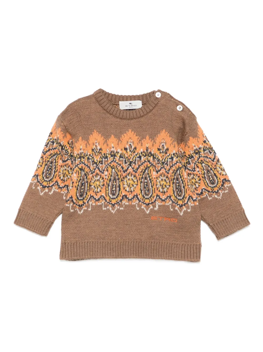 ETRO KIDS paisley-embellishment crew-neck sweater | Brown | Image 1