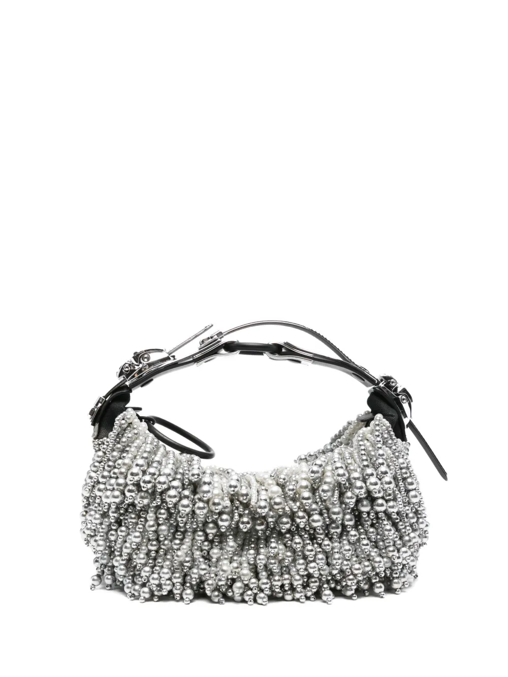 Innerraum Pearl-embellished Buckle Shoulder Bag In Silver