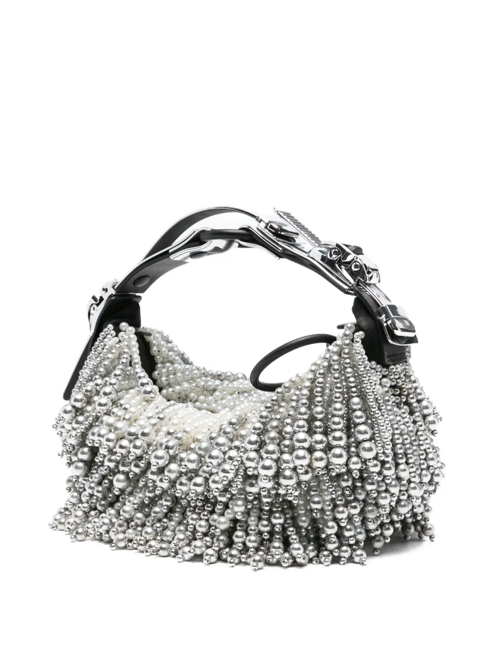 Innerraum Pearl-embellished Buckle Shoulder Bag In Silver