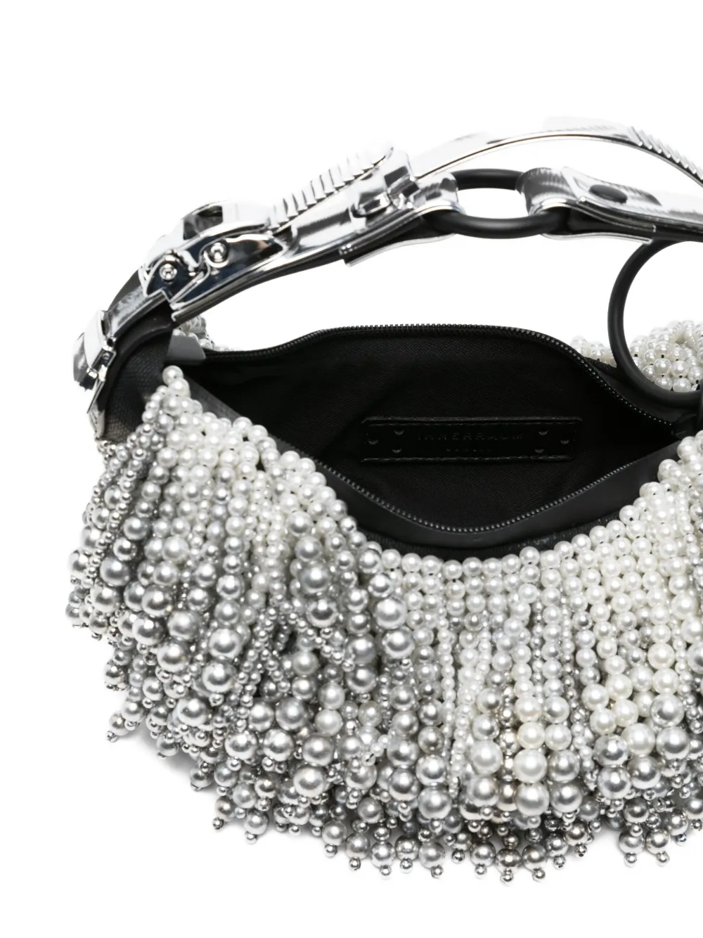 Innerraum Pearl-embellished Buckle Shoulder Bag In Silver