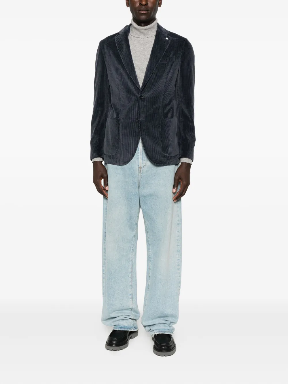 L.b.m 1911 Corduroy Patch-pocket Blazer In Blue
