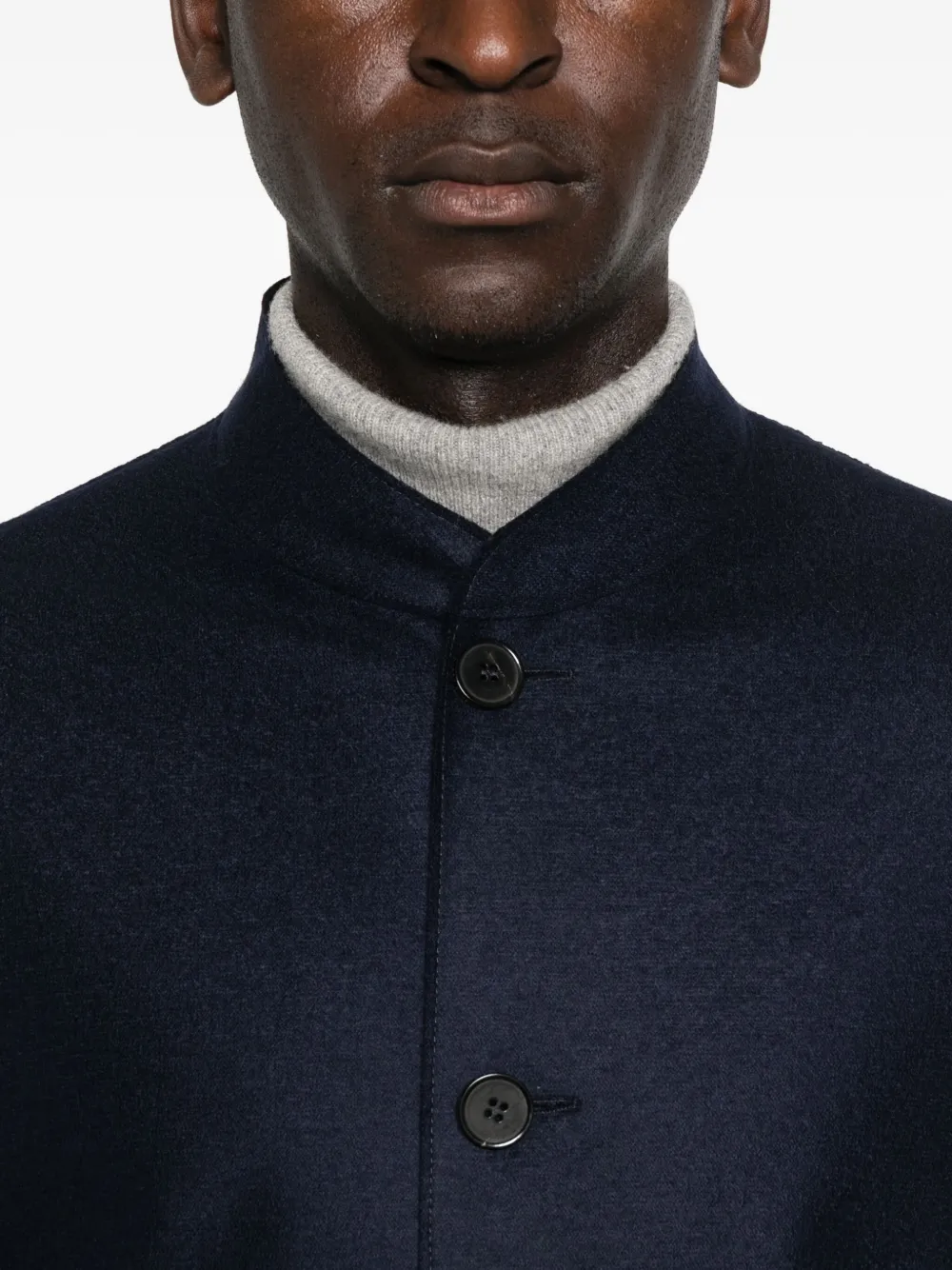 Harris Wharf London Nehur Mandarin-collar Button Jacket In Blue