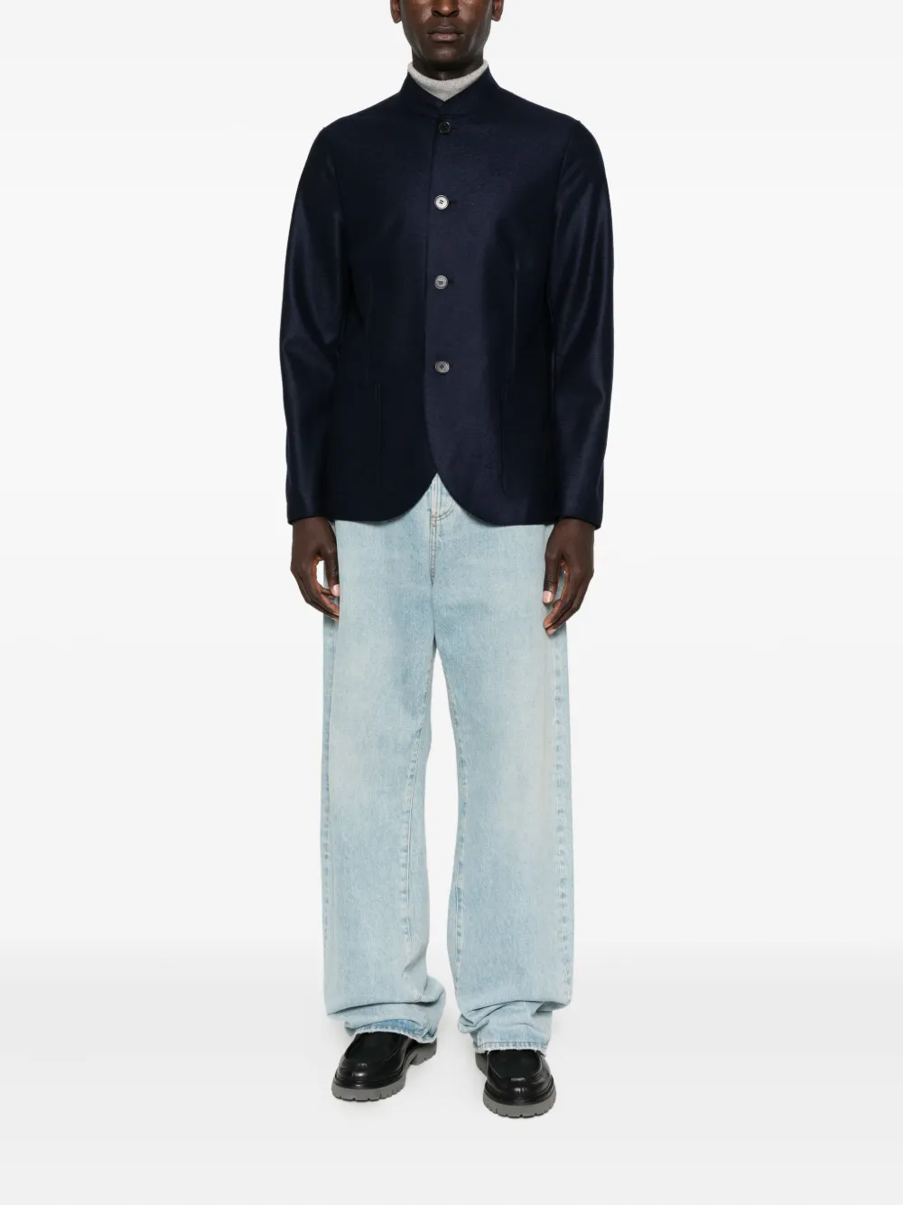 Harris Wharf London Nehur mandarin-collar button jacket | Shirt Jackets | Image 2