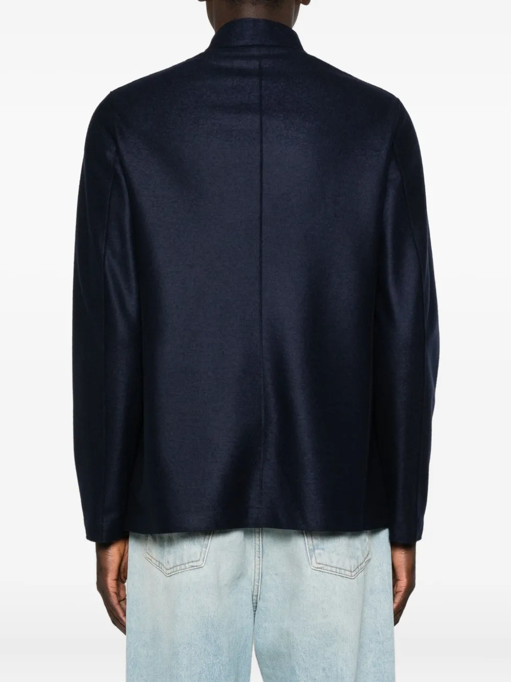 Harris Wharf London Nehur Mandarin-collar Button Jacket In Blue