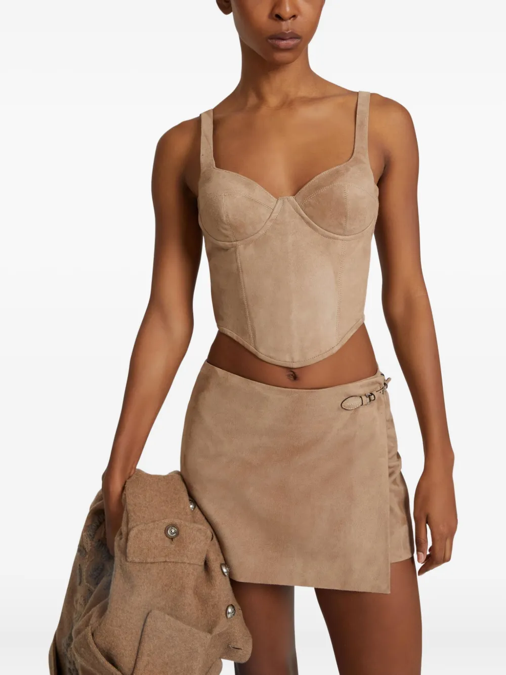 Ermanno Scervino Suede Bustier Top In Multi