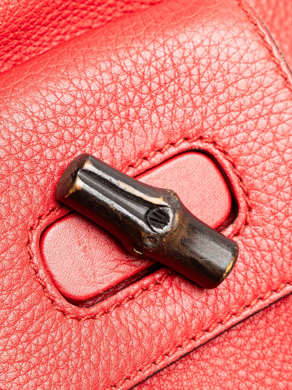 Pre-owned Gucci 2000-2015 Leather Bamboo Tassel Backpack In Red