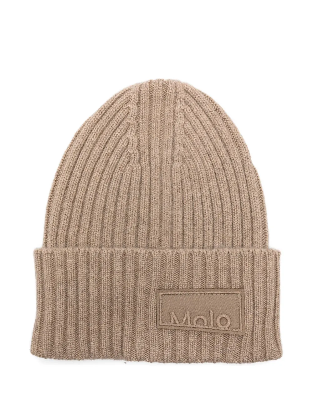 Molo ribbed logo-patch beanie hat | Neutrals | Image 1