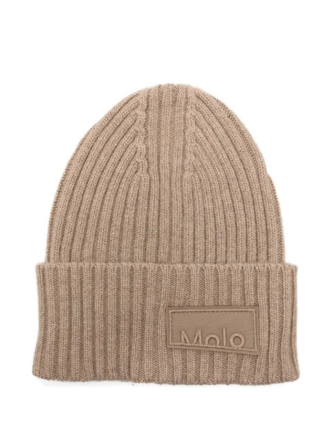 Molo ribbed logo-patch beanie hat