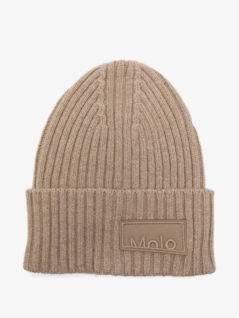 Molo ribbed logo-patch beanie hat