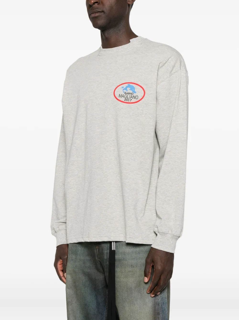 Magliano Logo-motif Long-sleeve Sweatshirt In White