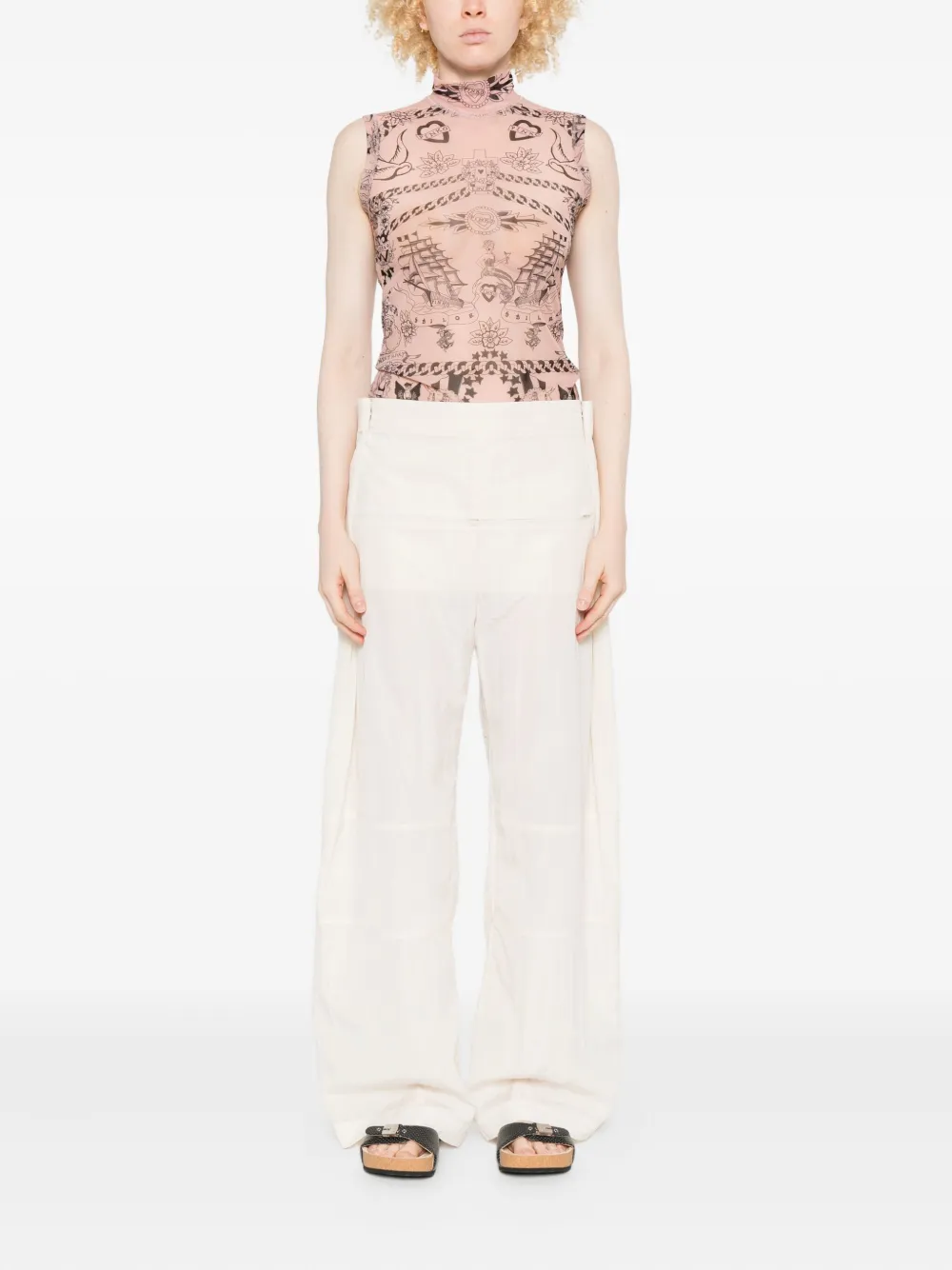 Pinko Printed High-neck Top In Pink