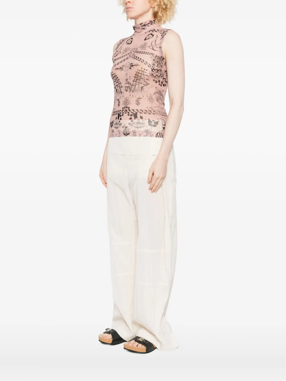 Pinko Printed High-neck Top In Pink