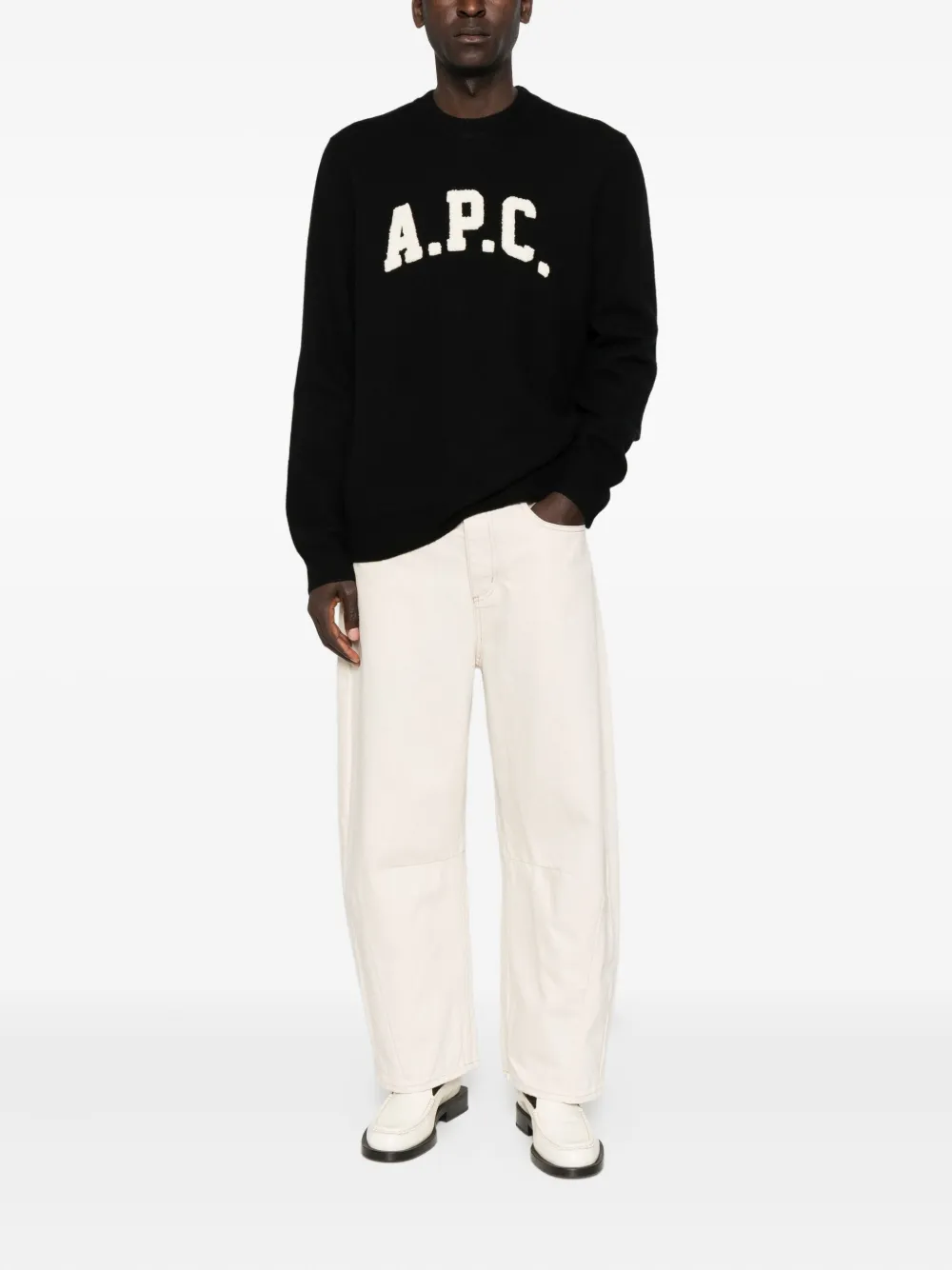 A.P.C. Trui met ronde hals en logodetail - Zwart