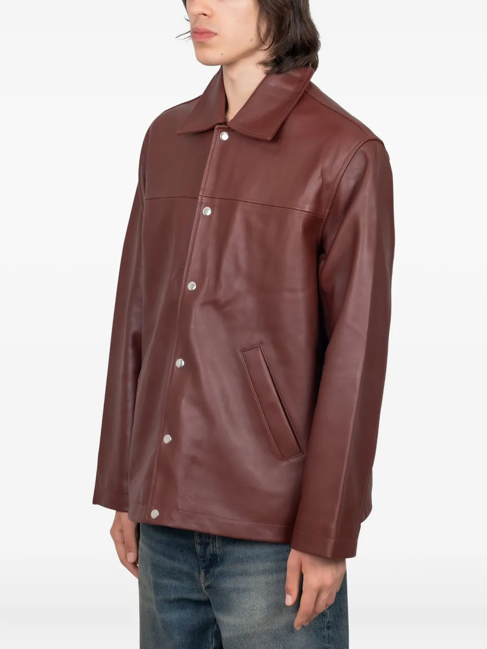 Sunflower button-fastening leather jacket | Leather Jackets | Image 2