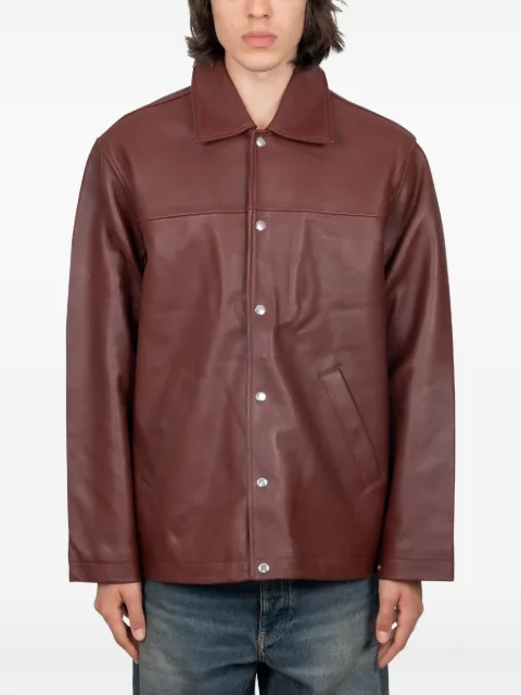 Sunflower button-fastening leather jacket