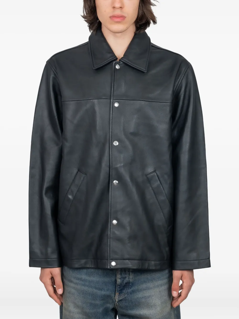 Sunflower snap-fastening leather jacket - Black Sunflower snap-fastening leather jacket - Black