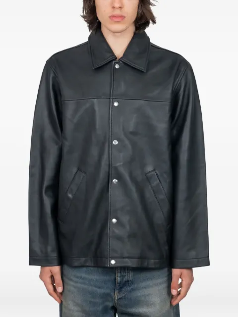 Sunflower snap-fastening leather jacket