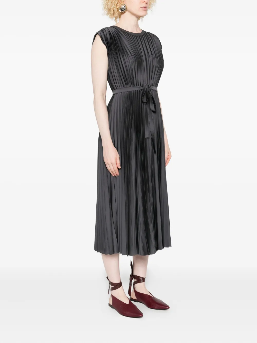 JOSEPH Jurk met gestrikte taille en plooien Zwart