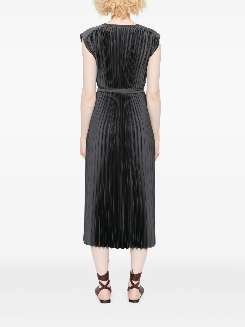 JOSEPH Jurk met gestrikte taille en plooien Zwart