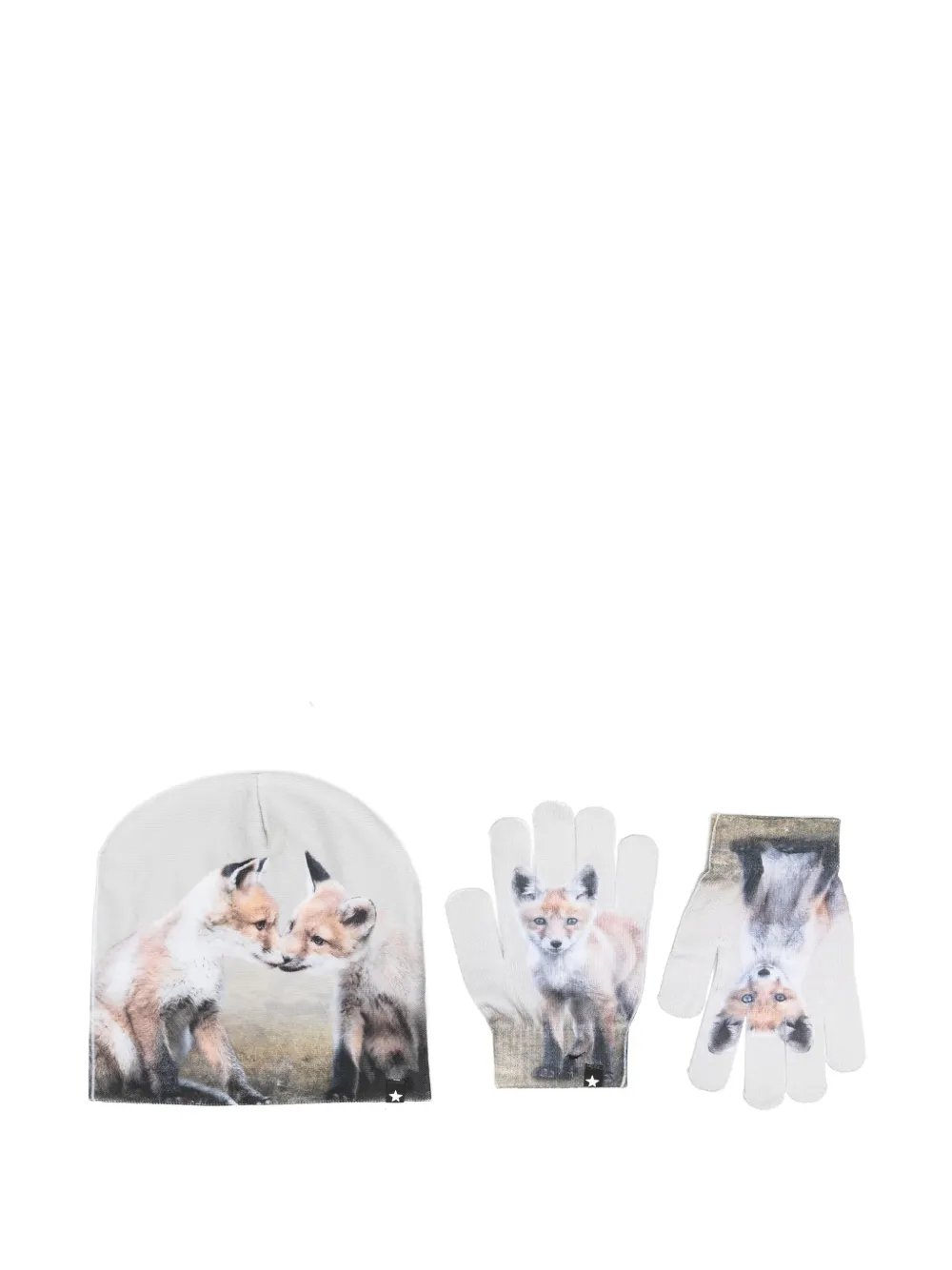 Molo fox-print hat set (set of two) | Neutrals | Image 1