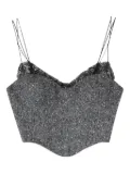 Ermanno Scervino herringbone-print lace-trimmed top - Grey