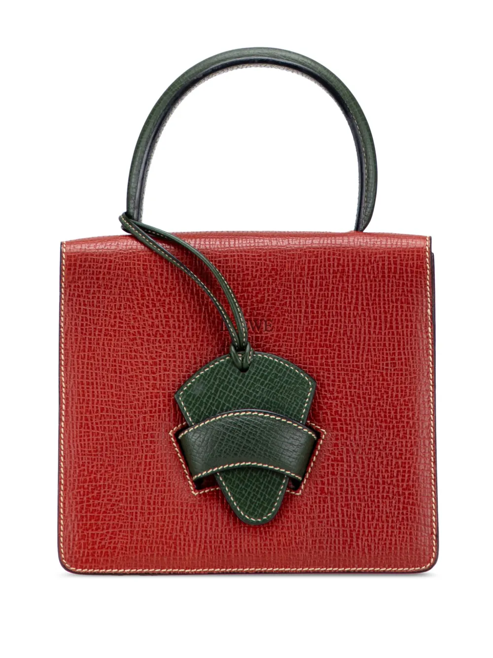 Pre-owned Loewe 2000-2025 Textured Leather Barcelona Handbag In Red