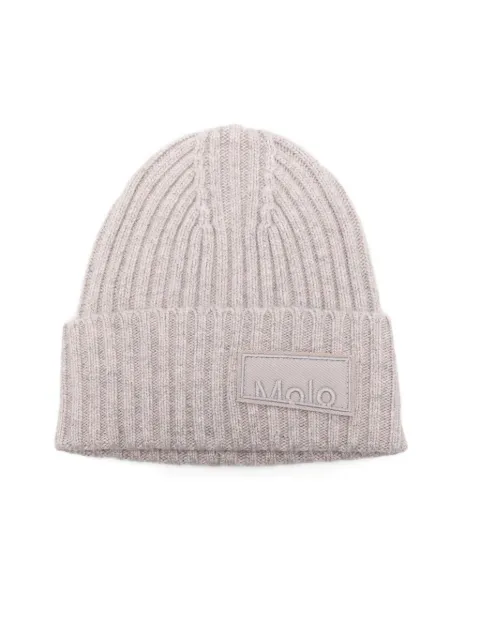 Molo ribbed logo-patch beanie hat