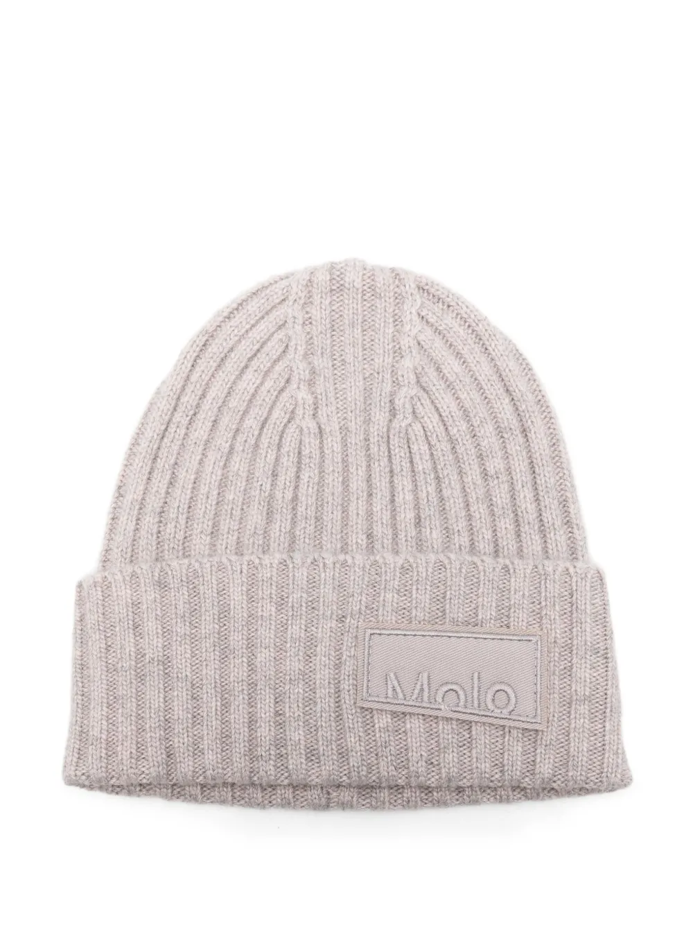 Molo ribbed logo-patch beanie hat | Grey | Image 1