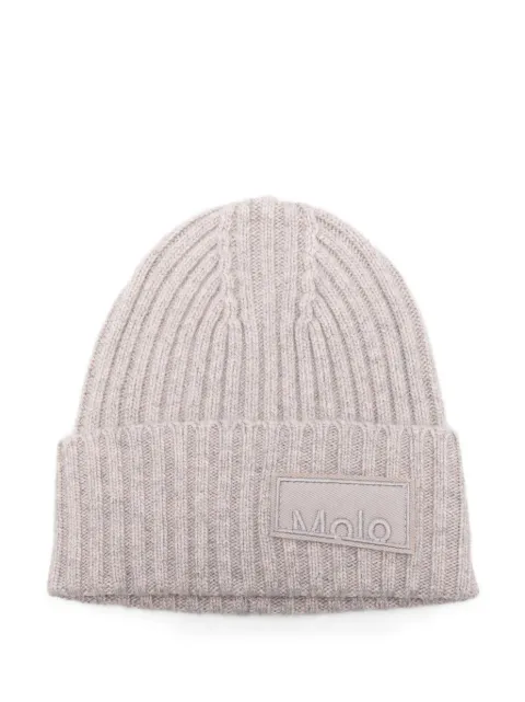 Molo ribbed logo-patch beanie hat