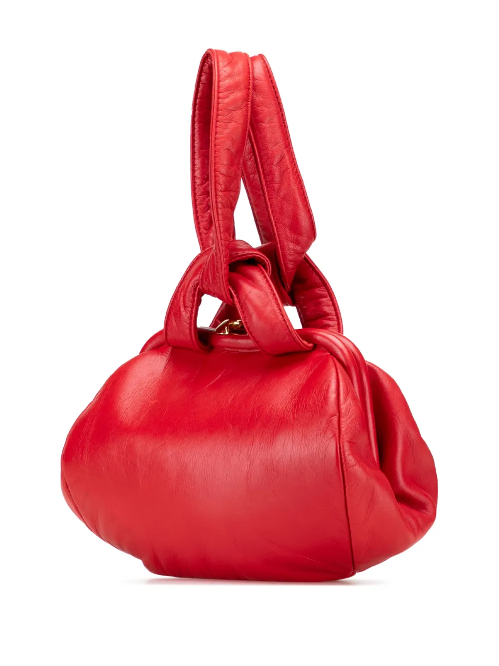 Pre-owned Loewe 2000-2025 Leather Anagram Frame Handbag In Red
