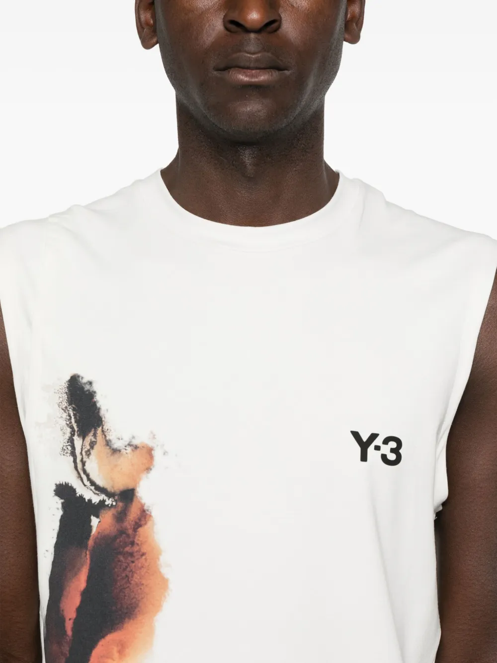 Y-3 Mouwloze top met abstracte print Grijs