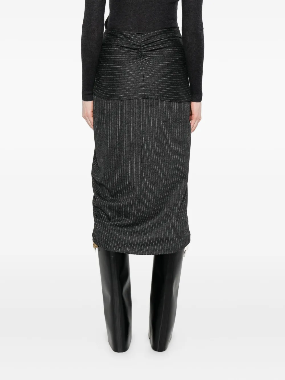 Isabel Marant Pinstripe Belted Wrap Skirt In Black