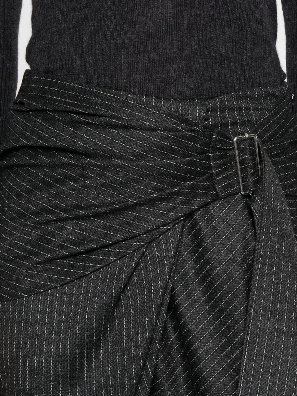 Isabel Marant Pinstripe Belted Wrap Skirt In Black