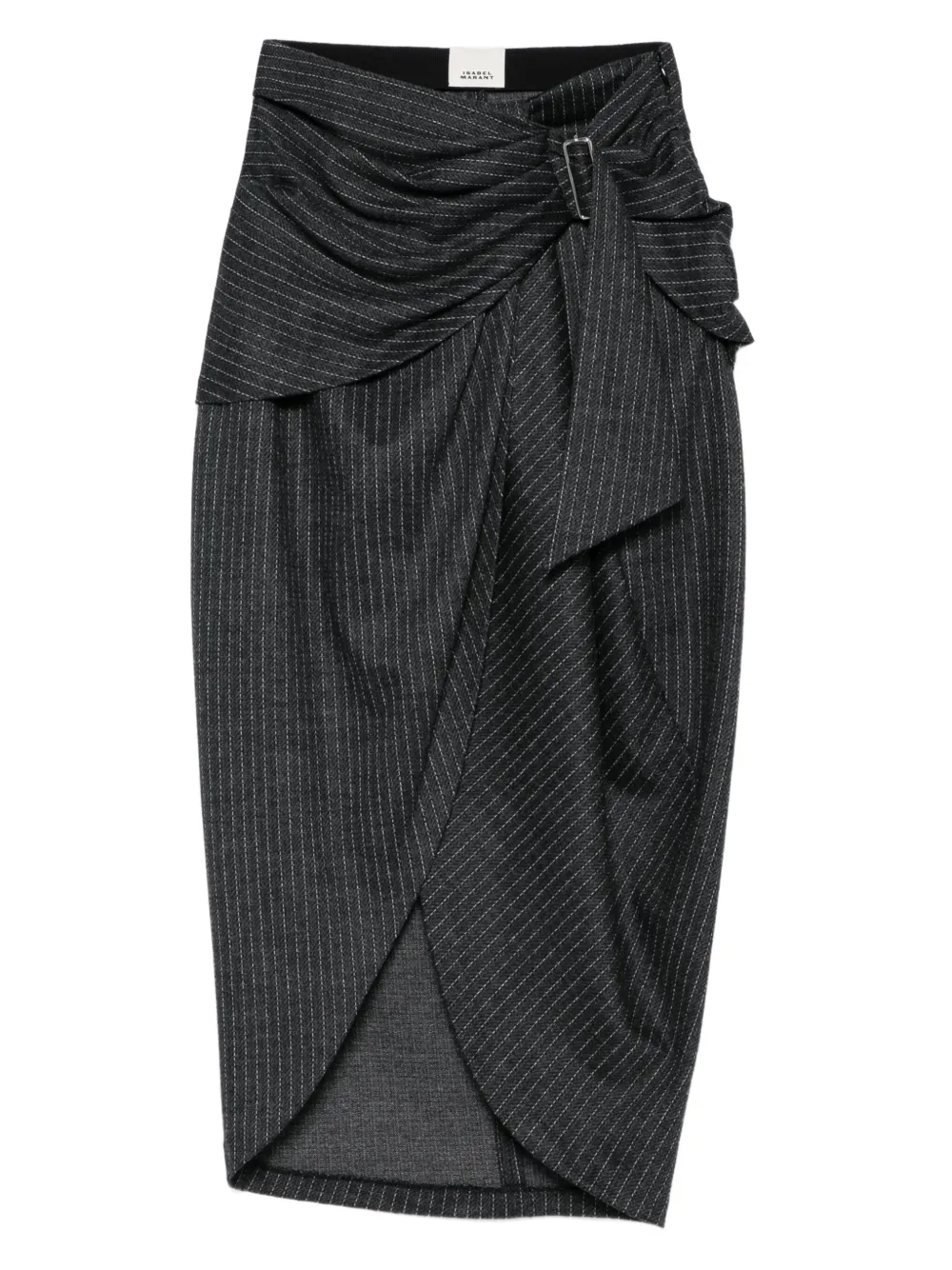 ISABEL MARANT pinstripe belted wrap skirt | Grey | Image 1