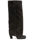 Ash square-toe side-zip suede boots - Brown