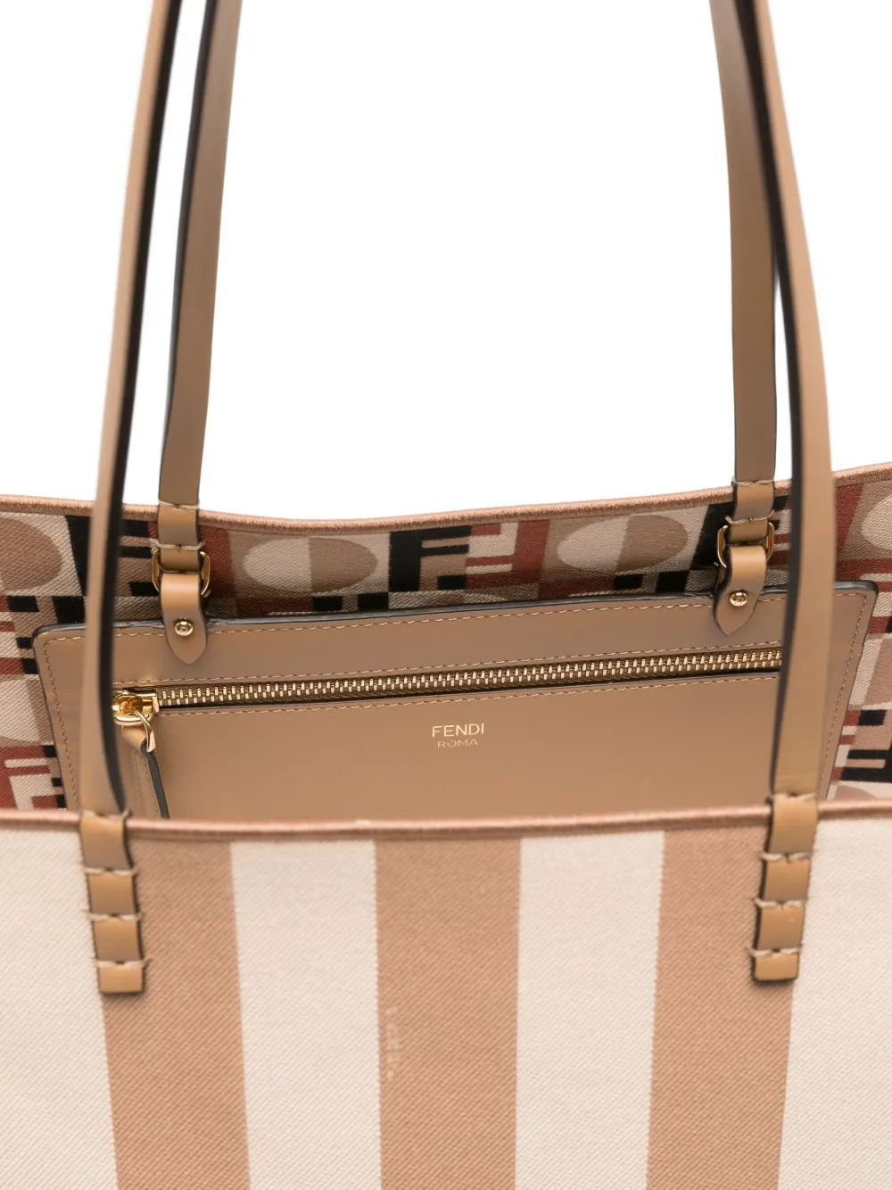 Fendi Beige Roll Large Reversible Shopper Bag Women In Neutral