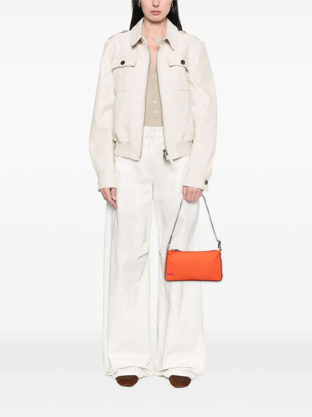 Pre-owned Prada 2010-2025 Tessuto Sport Shoulder Bag In Orange