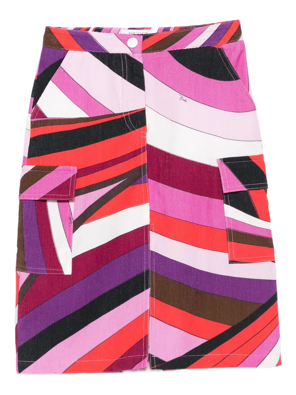 Pucci Junior Geometric-pattern Pocket Skirt In Multi
