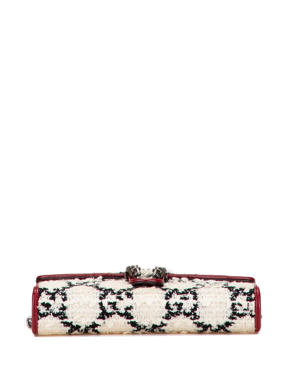 Pre-owned Gucci 2000-2015 Mini Gg Tweed Dionysus Wallet On Chain Crossbody Bag In White