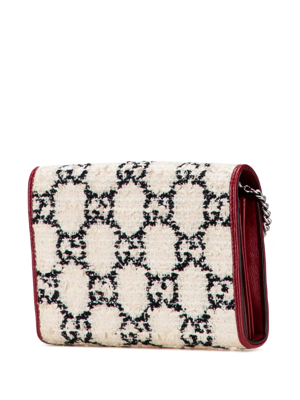 Pre-owned Gucci 2000-2015 Mini Gg Tweed Dionysus Wallet On Chain Crossbody Bag In White