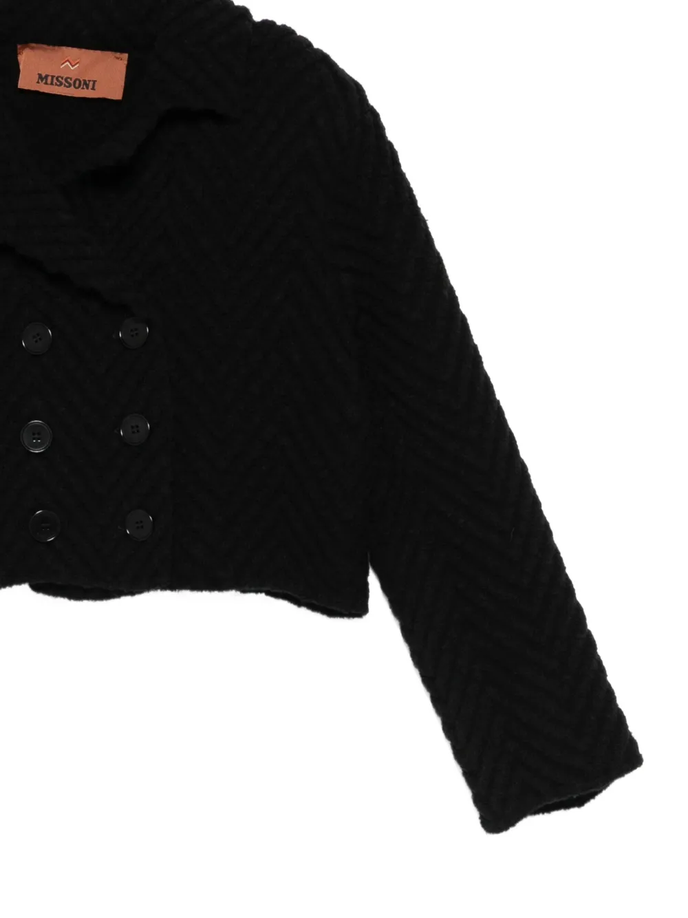 Missoni Kids Jas met dubbele rij knopen en visgraatpatroon Zwart