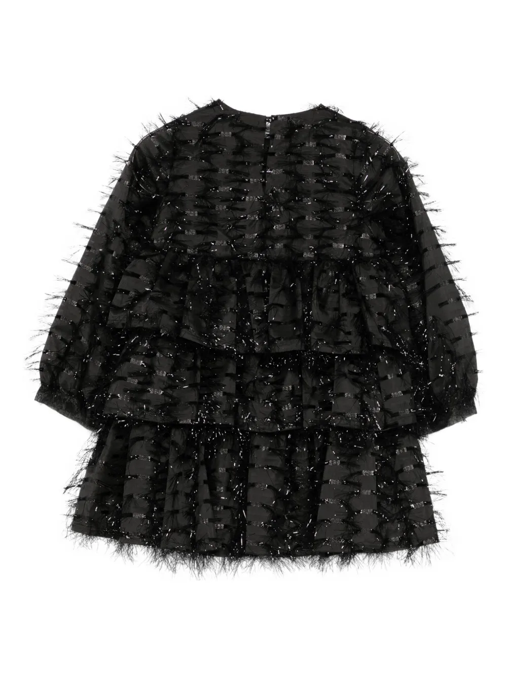 Simonetta Ruffle-hem Glitter-details Dress In Black