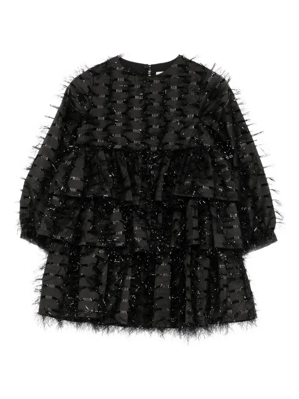Simonetta Ruffle-hem Glitter-details Dress In Black
