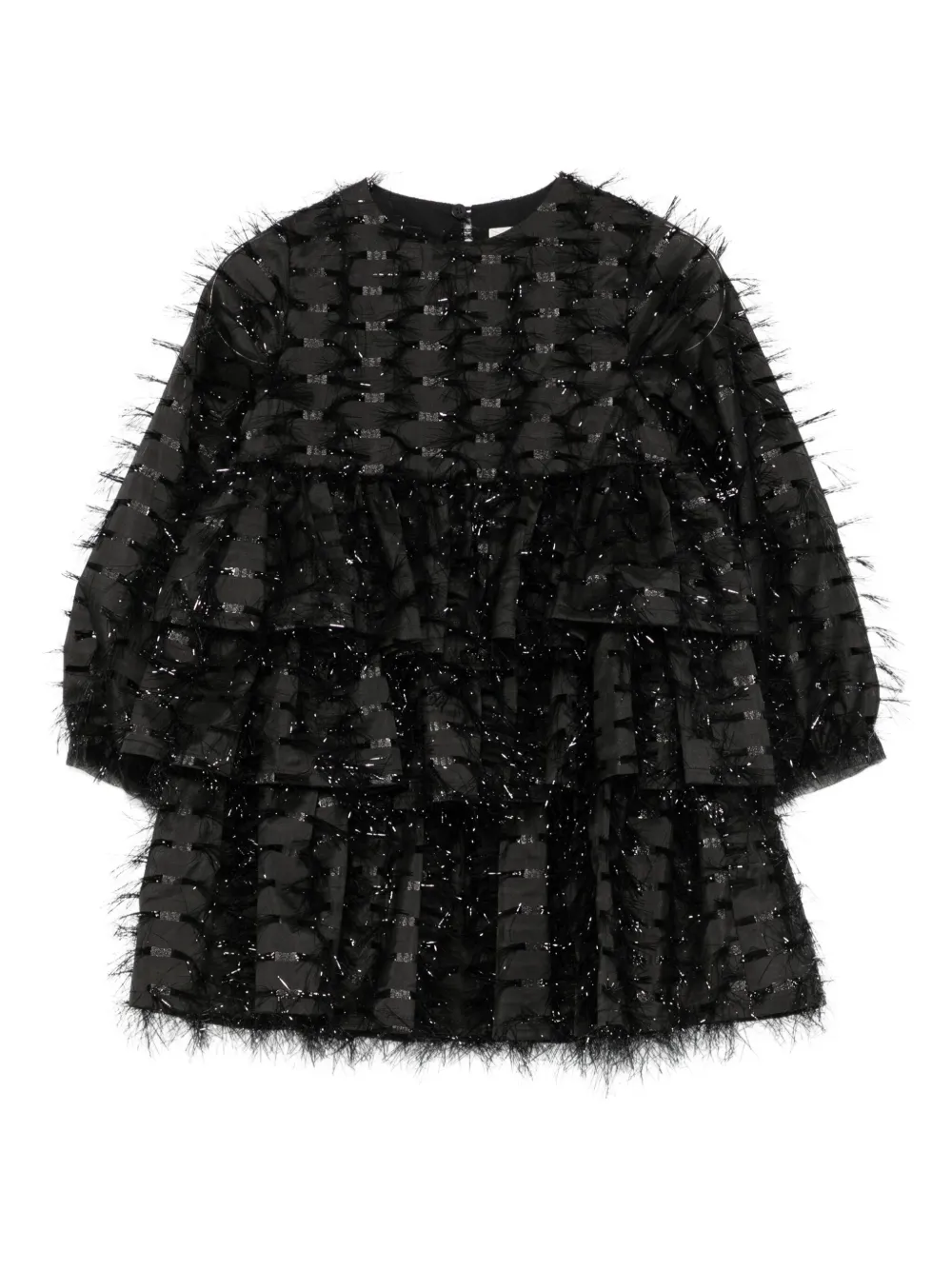 Simonetta ruffle-hem glitter-details dress | Black | Image 1