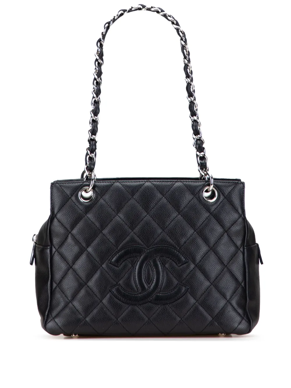 CHANEL Pre-Owned 2008-2009 プチ キャビア タイムレス ハンドバッグ - ブラック CHANEL Pre-Owned 2008-2009 プチ キャビア タイムレス ハンドバッグ - ブラック