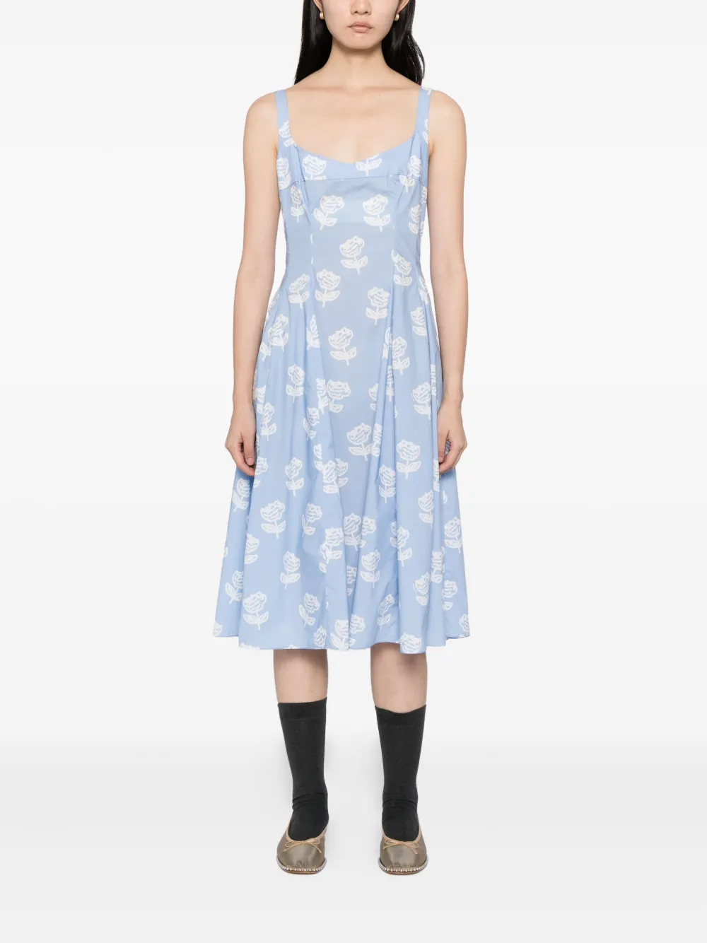 Marni Flared midi-jurk - Blauw