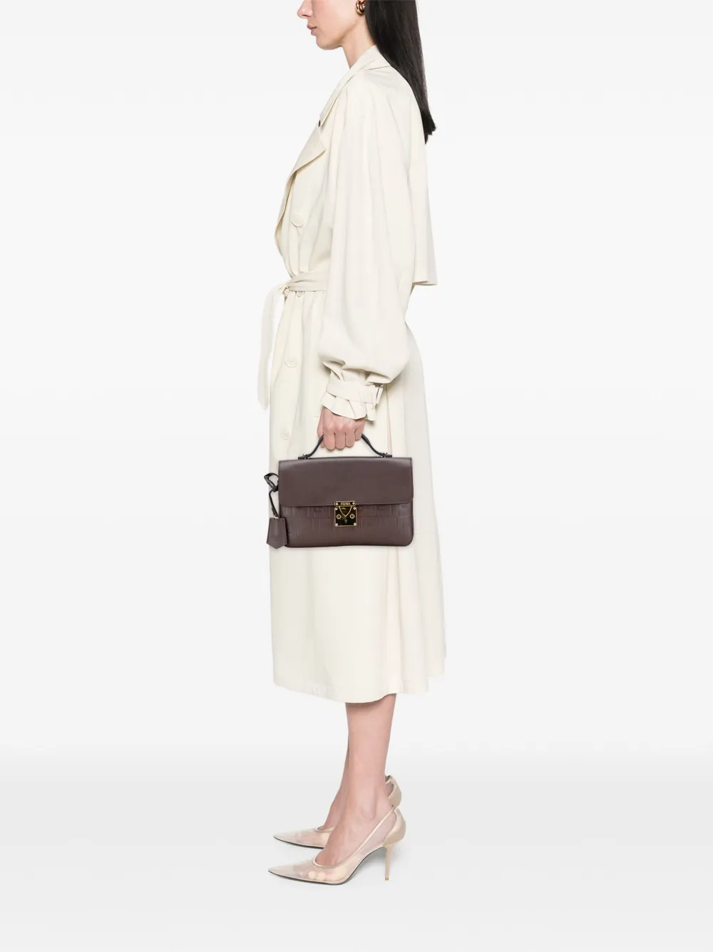Fendi Pre-Owned 2010-2025 Zucca Embossed Leather Handle clutch bag | Pre-Owned | Image 2