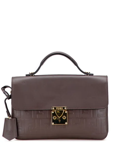 Fendi Pre-Owned 2010-2025 Zucca Embossed Leather Handle clutch bag