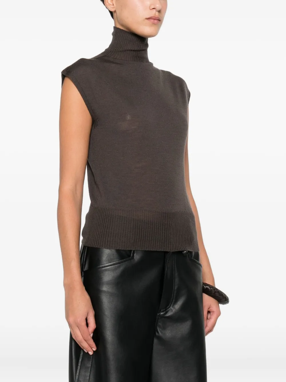 Rick Owens Wool Knitted Top In Brown