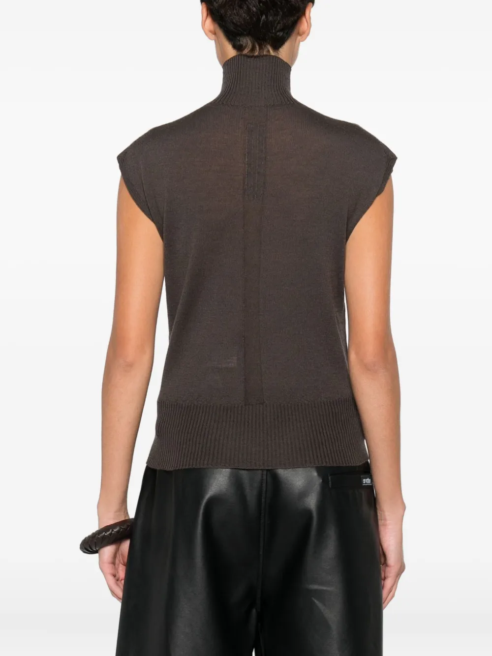 Rick Owens Wool Knitted Top In Brown
